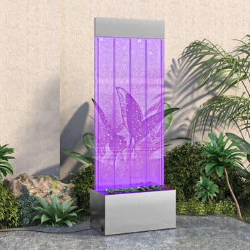 vidaXL Bubbelzuil met RGB LEDs 110 cm roestvrij staal en, Jardin & Terrasse, Pièces d'eau & Fontaines, Verzenden
