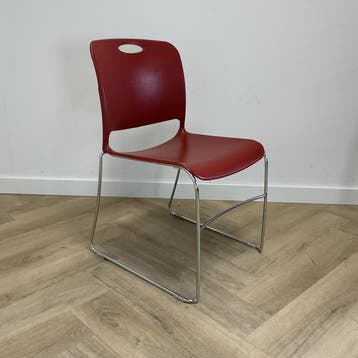 KI Maestro stapelstoel / kantinestoel, kunststof rood -, Huis en Inrichting, Gebruikt, Eén