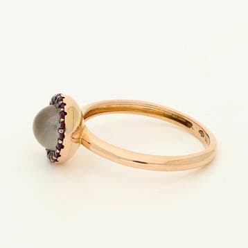 Ring - 18 karaat Roségoud - Maansteen, robijn, Nieuw