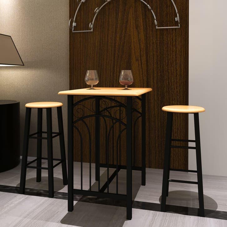 vidaXL Eetset hout met zwart staal tan, Maison & Meubles, Salles à manger complètes, Envoi