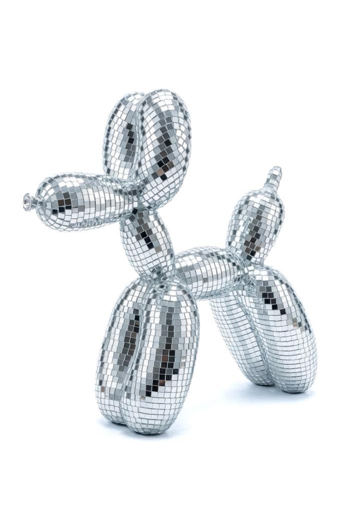 KIMU® Discobal Hond Ballon 25 cm Spiegeltjes Zilver Beeldje, Hobby & Loisirs créatifs, Articles de fête, Enlèvement ou Envoi