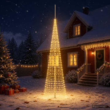 vidaXL Kerstboomverlichting met grondspies en vlaggenmast, Divers, Verzenden