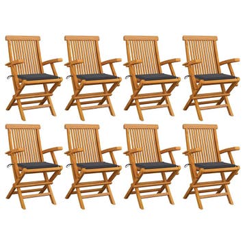 vidaXL Tuinstoelen 8 st met antracietkleurige kussens, Tuin en Terras, Tuinstoelen, Verzenden, Nieuw