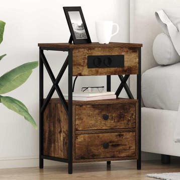 vidaXL Nachtkastje Rook Eiken 40 x 31 x 60 cm Bewerkt hout, Huis en Inrichting, Verzenden, Nieuw