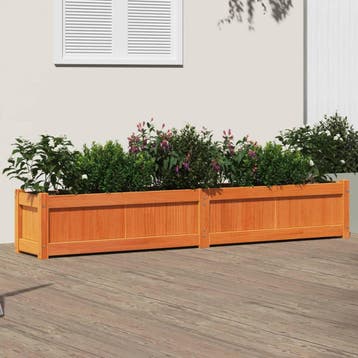 vidaXL Plantenbak 180x31x31 cm massief grenenhout wasbruin, Tuin en Terras, Verzenden, Nieuw