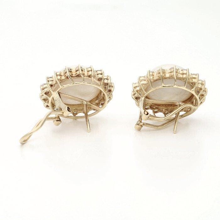 Boucles doreilles - 14 carats Or jaune - Diamant, Handtassen en Accessoires, Oorbellen