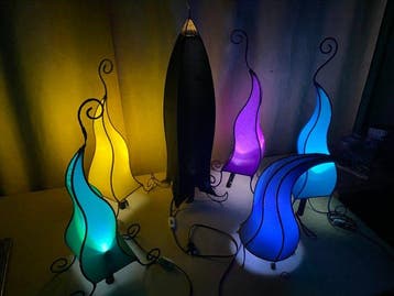 Lampe (6) - suède - Lampes sculpturales faites à la main