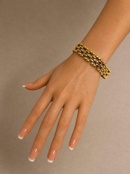 Zonder minimumprijs - Armband - 14 karaat Geel goud, Zilver, Handtassen en Accessoires, Armbanden