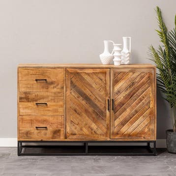 Dressoir Mangohout Sabia 140 cm, Verzenden, Nieuw, Overige houtsoorten, Industriële meubels