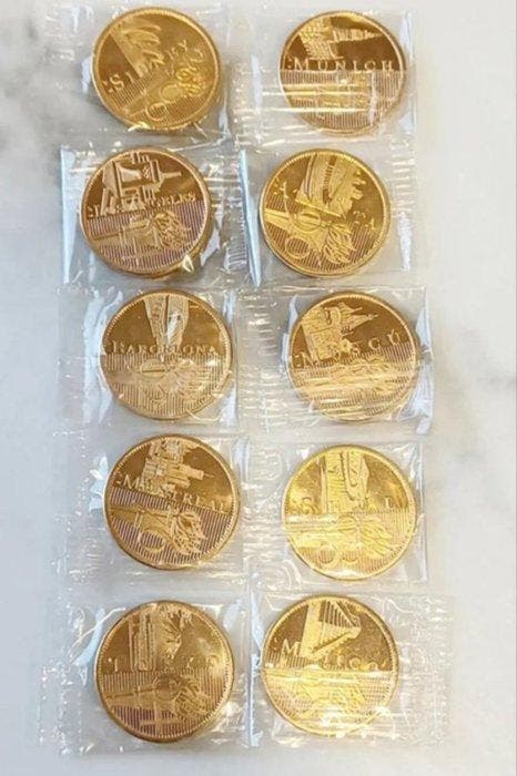 Olympische Spelen munten 22k goud - volledige collectie, Verzamelen, Overige Verzamelen