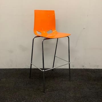 barkruk zithoogte 77 cm, oranje - chroom, Gebruikt