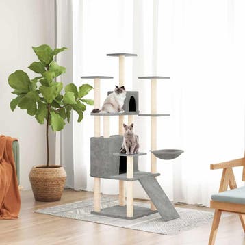 vidaXL Kattenmeubel met sisal krabpalen 154 cm lichtgrijs, Verzenden