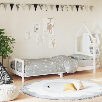vidaXL Kinderbedframe 80x200 cm massief grenenhout wit, Verzenden