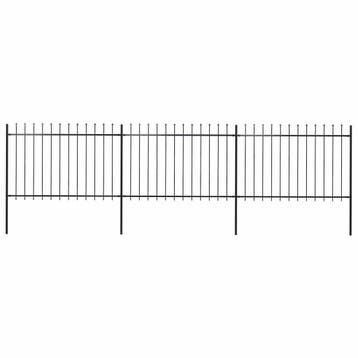 vidaXL Tuinhek met speerpunt staal 504x120 cm zwart, Verzenden, Nieuw