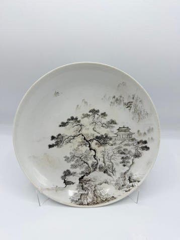 Chinese Qing Dynasty Ink Landscape Porcelain Plate – De
