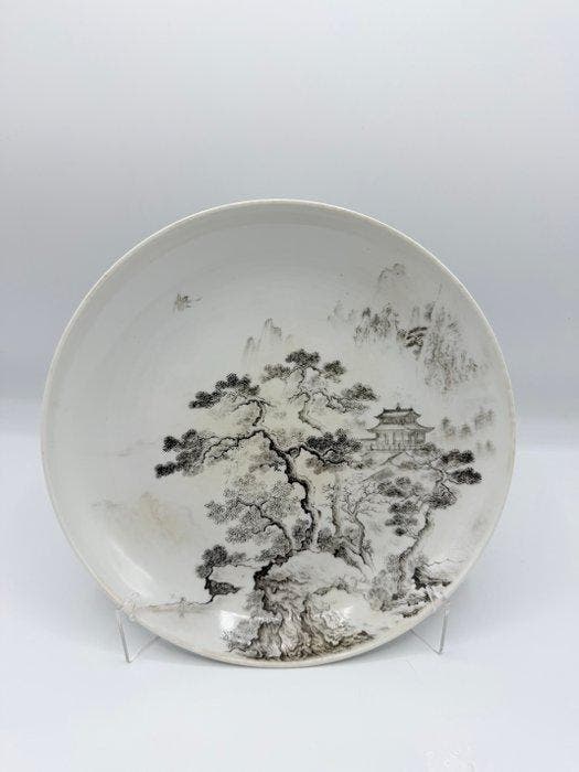 Chinese Qing Dynasty Ink Landscape Porcelain Plate – De, Antiek en Kunst, Antiek | Overige Antiek