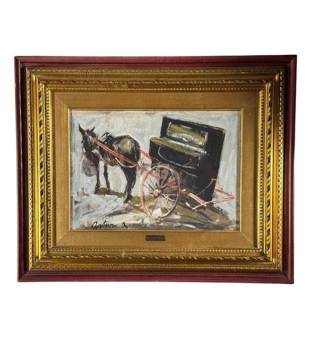 Antonio Asturi (1904-1986) - Carrozza con piano, Antiquités & Art, Art | Peinture | Classique