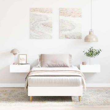 vidaXL Bedframe zonder matras 90x190 cm spaanplaat wit, Verzenden