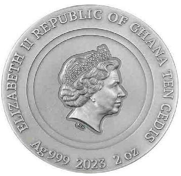 Ghana. 10 Cedis 2023 2 oz Ghana 10 Cedis Silver Bumblebee