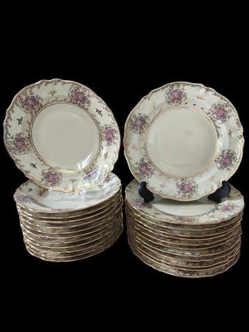 R. Leclair Limoges France - Service de table pour 12 (28) -, Antiquités & Art