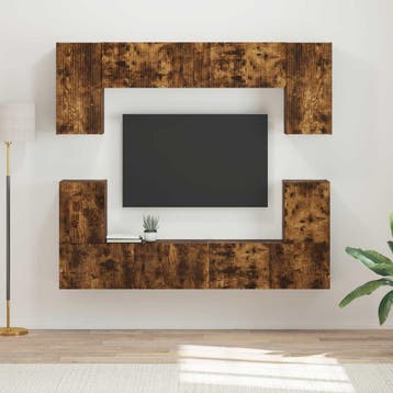 vidaXL Tv-meubelset 5 st Rook Eiken Bewerkt hout, Verzenden