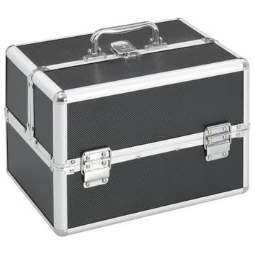 vidaXL Make-up koffer 22x30x21 cm aluminium zwart, Verzenden, Nieuw