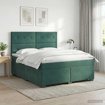 vidaXL Boxspringbed met matras Donkergroen 140 x 200 cm, Verzenden