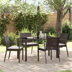 vidaXL Tuin Eettafel Set 5 pcs Bruin en Zwart PE Riet, Verzenden, Nieuw