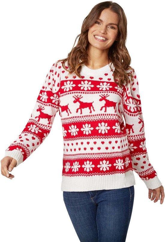 2dekans | Dressforfun Kersttrui wintertoverpracht wit-rood, Diversen, Kerst, Ophalen of Verzenden