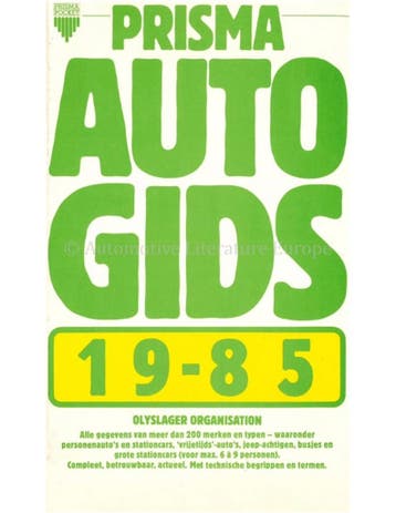 1985 PRISMA AUTOGIDS NEDERLANDS, Ophalen of Verzenden