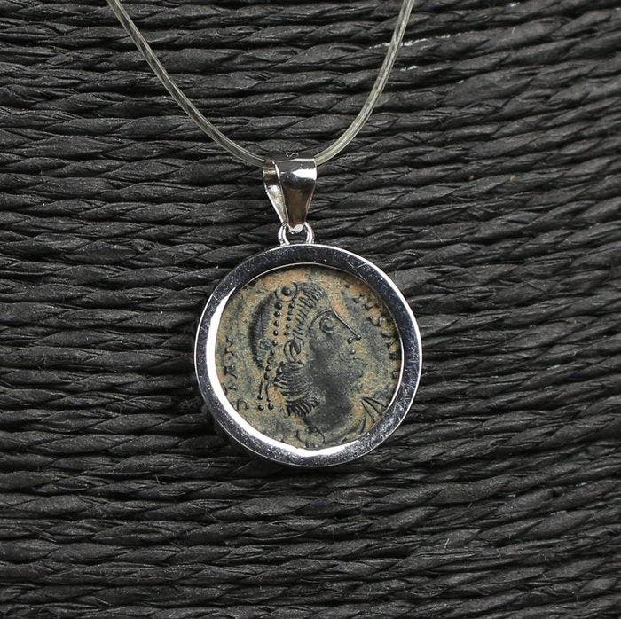 Moderne Zilver Hanger met Constantius II Follis (Zonder, Collections, Minéraux & Fossiles