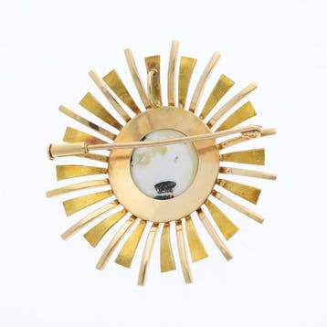Broche - 18 carats Or jaune - Pendentif Cameo Sunburst
