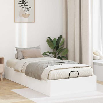 vidaXL Ottoman Bedframe Wit 203 x 90 x 25 cm Geconstrueerd, Verzenden, Nieuw
