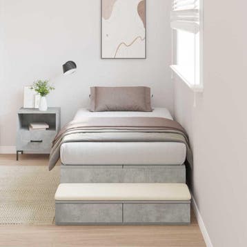 vidaXL Opbergbedframe met lade Beton Grijs 90 cm Bewerkt, Verzenden, Nieuw