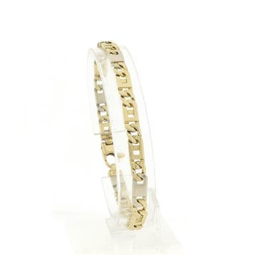 Bicolor gouden figaroschakel armband (Schakelarmband), Ophalen of Verzenden
