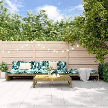 vidaXL 4-delige Loungeset met kussens geïmpregneerd, Verzenden, Nieuw, Loungeset