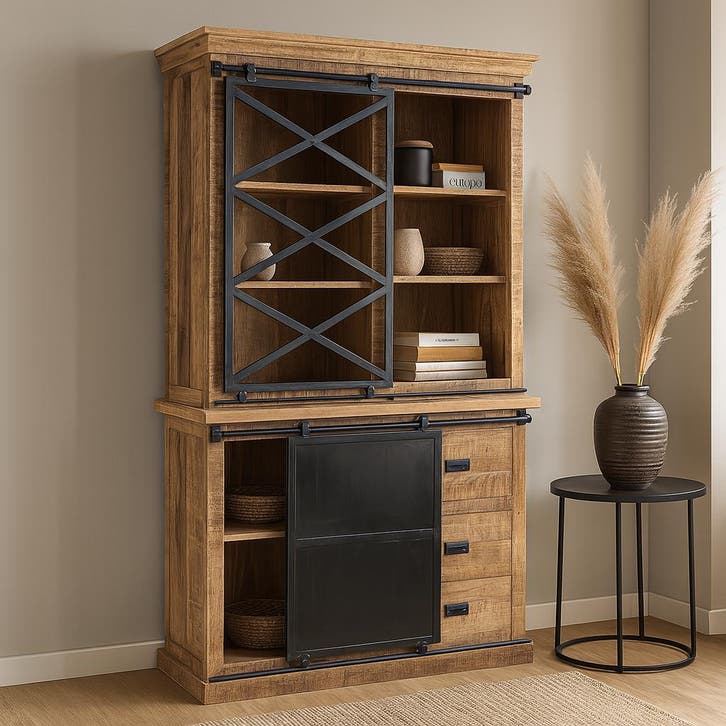 Buffetkast Mangohout Milan 120 X, Huis en Inrichting, Kasten | Buffetkasten, Nieuw, Overige houtsoorten, Verzenden