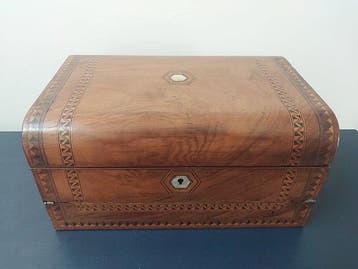 Schrijfhelling - Hout - reisschrijfbureau, Antiquités & Art