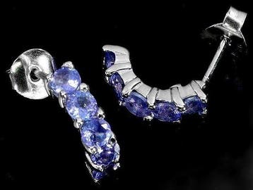 Zonder minimumprijs - Oorbellen Zilver Tanzaniet, Handtassen en Accessoires, Oorbellen, Nieuw