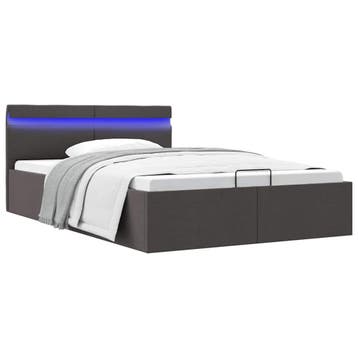 vidaXL Bedframe met opslag en LED stof donkergrijs 120x200, Verzenden