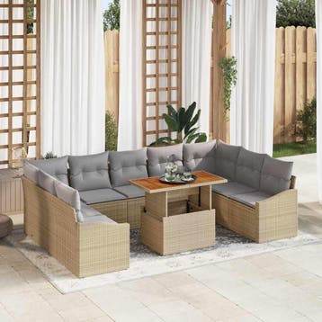 vidaXL Tuinbank Set 10 st Beige en Grijs, Verzenden, Nieuw