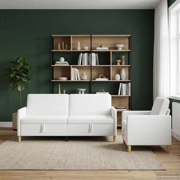 vidaXL Sofa Set Met Opslag 2 st Wit Polyester, Huis en Inrichting, Zetels | Zetels, Verzenden, Nieuw