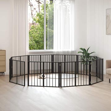 vidaXL Hondendeur 10 pcs Zwart 80 x 60 cm Gegevens staal, Dieren en Toebehoren, Verzenden, Nieuw