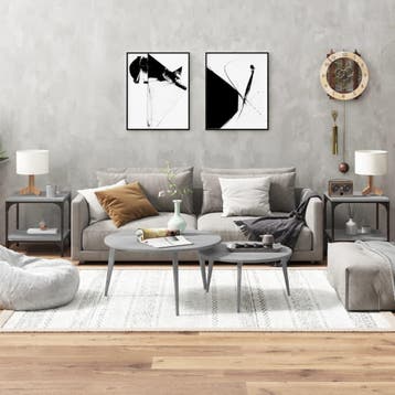 vidaXL Bijzettafels 2 st 40x40x40 cm bewerkt hout grijs, Verzenden, Nieuw