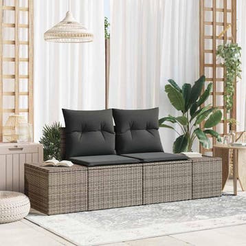 vidaXL Tuin Sofa met kussen Grijs 184 x 62 x 69 cm poly, Verzenden, Nieuw