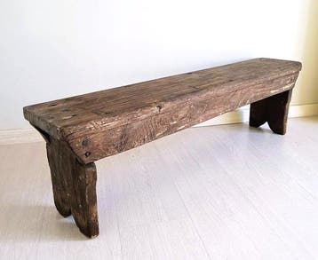 Bank - Hout - rustiek, ambachtelijk, Antiek en Kunst
