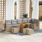 vidaXL Tuinbank Set met kussen 9 pcs Beige en Lichtgrijs, Verzenden, Nieuw