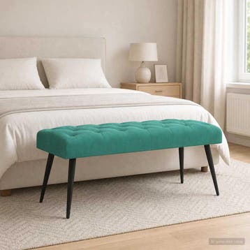 vidaXL Bank met knopen tufting Turquoise 110 x 40 x 46 cm, Verzenden