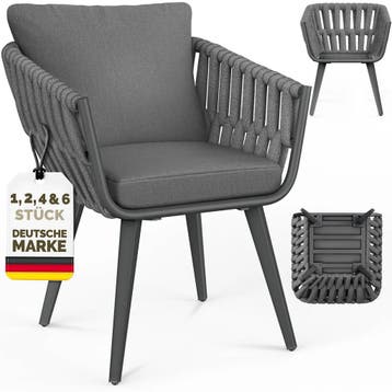 Tuinstoel - Weerbestendig - Met armleuning - Grijs - Tillvex, Tuin en Terras, Verzenden, Nieuw