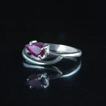 Robijn - Zilver - Ring met amulet - instelbare ABUNDANCiA